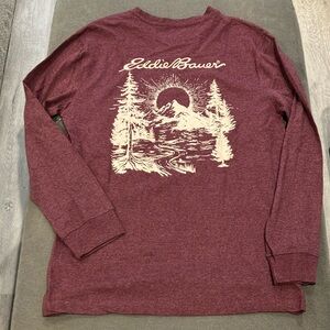 Last Chance! Eddie Bauer Men's Maroon Long Sleeve Shirt
